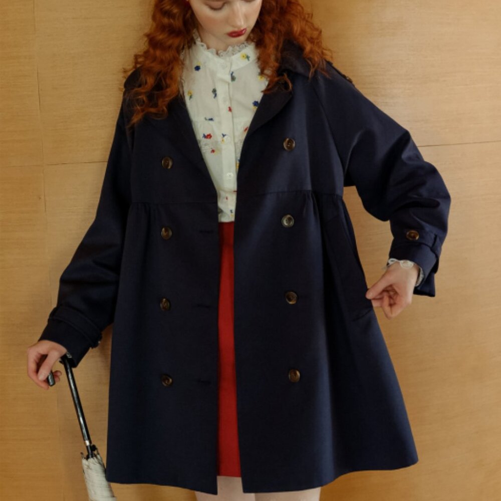 NWT Cest Moidew navy raglan sleeve trench coat
